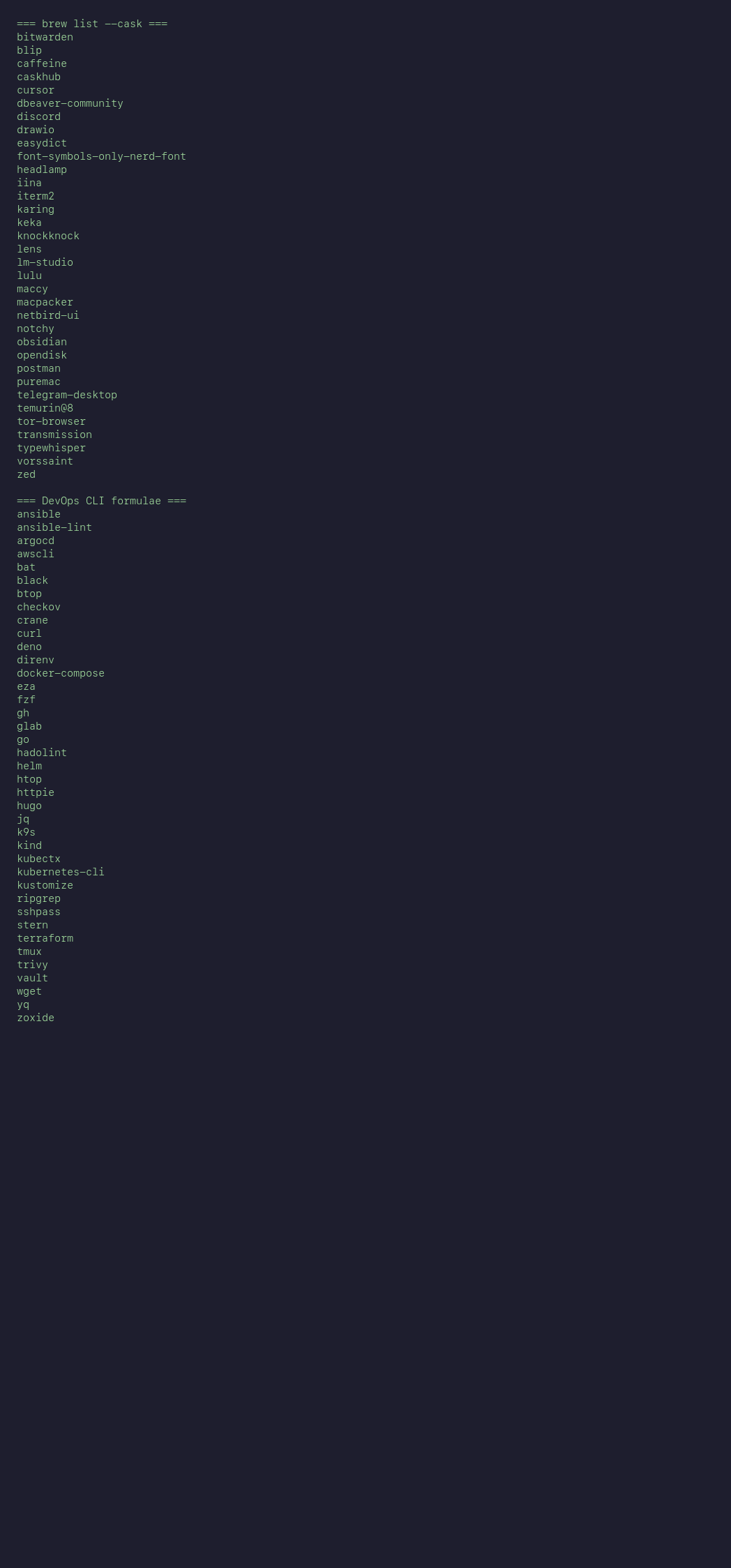 Список brew cask и DevOps CLI
